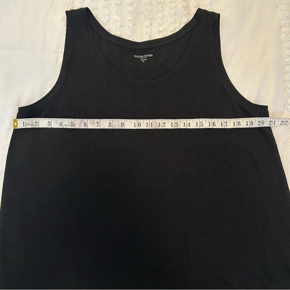 Eileen Fisher 100% Linen Jersey Black Scoop Neck Tank Sz Petite L - Picture 9 of 12